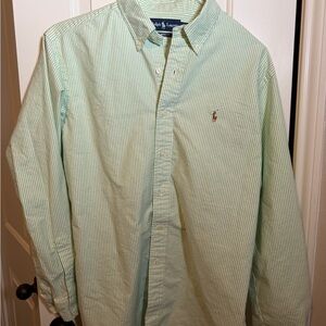 Ralph Lauren Men's Light Green Striped Shirt